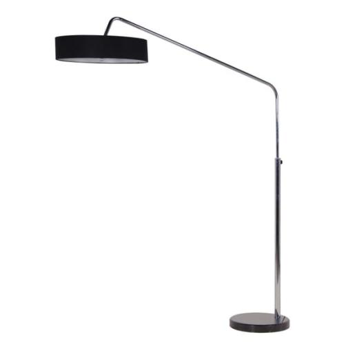 Chrome Arched Floor Lamp With Black Shade
