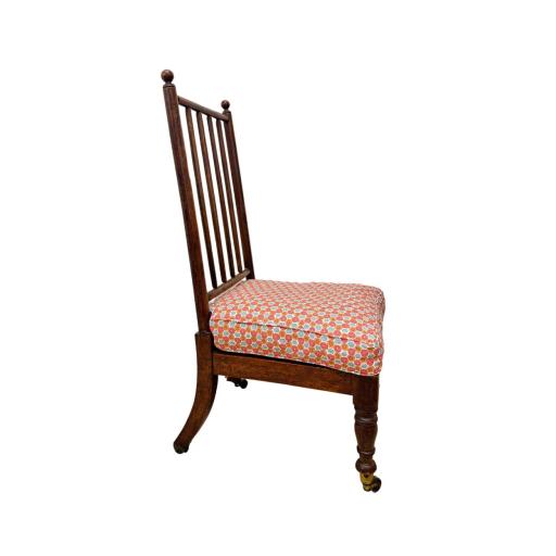 Early Victorian Occasional Side Chair With Patterned Seat Cushion