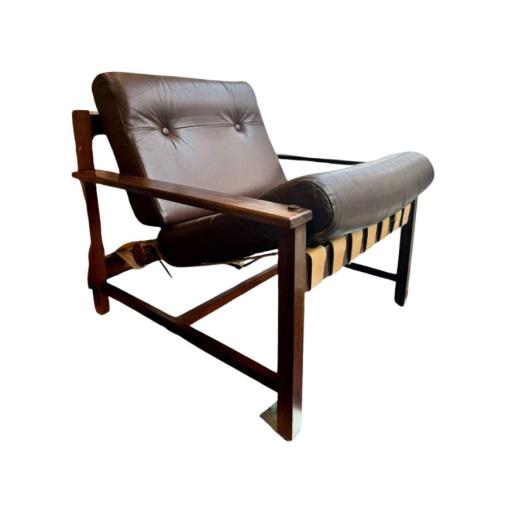 Brazilian Rosewood & Leather Lounge Seat by Tora Arquitetura