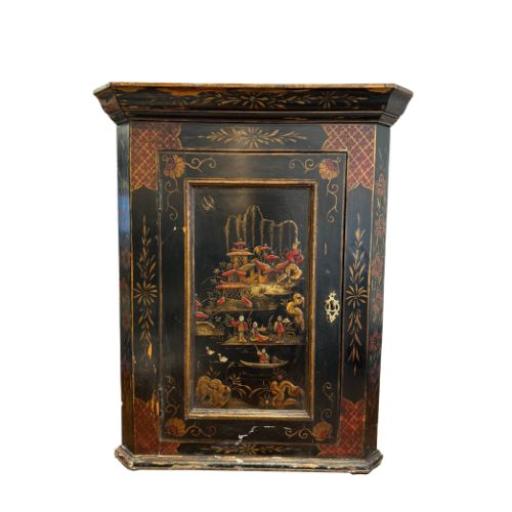 19th C. Chinese Painted Corner Cabinet