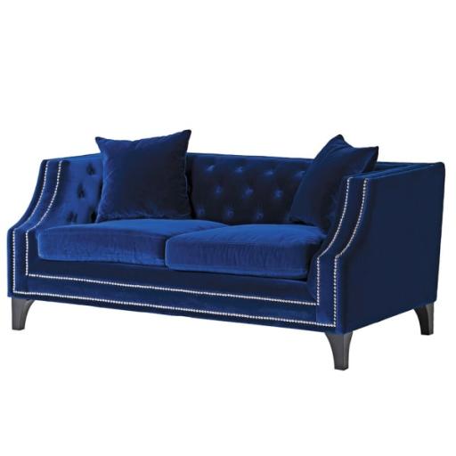Raw Blue Studded Two Seater Sofa