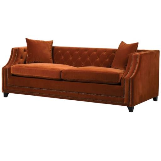 Rust Orange Buttoned Sofa Bed