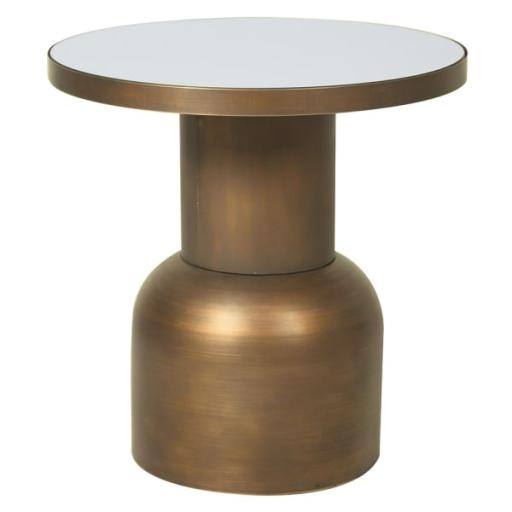 Mo Metal Round Side Table With Mirrored Top