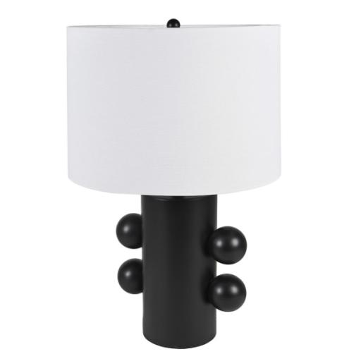 Memphis Style Black Multi Ball Table Lamp With Linen Shade