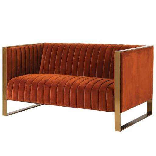 Manhattan Rust Orange Ribbed 2 Seater Sofa