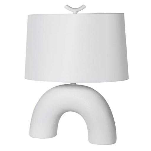 White Memphis Inspired Table Lamp With Linen Shade
