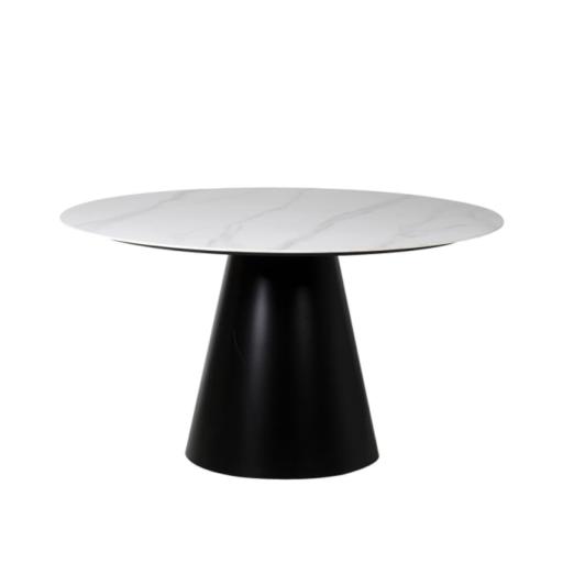 White Marble Effect Top Round Dining Table