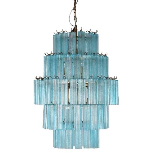 Mid-century Style Glass Tiered Chandelier