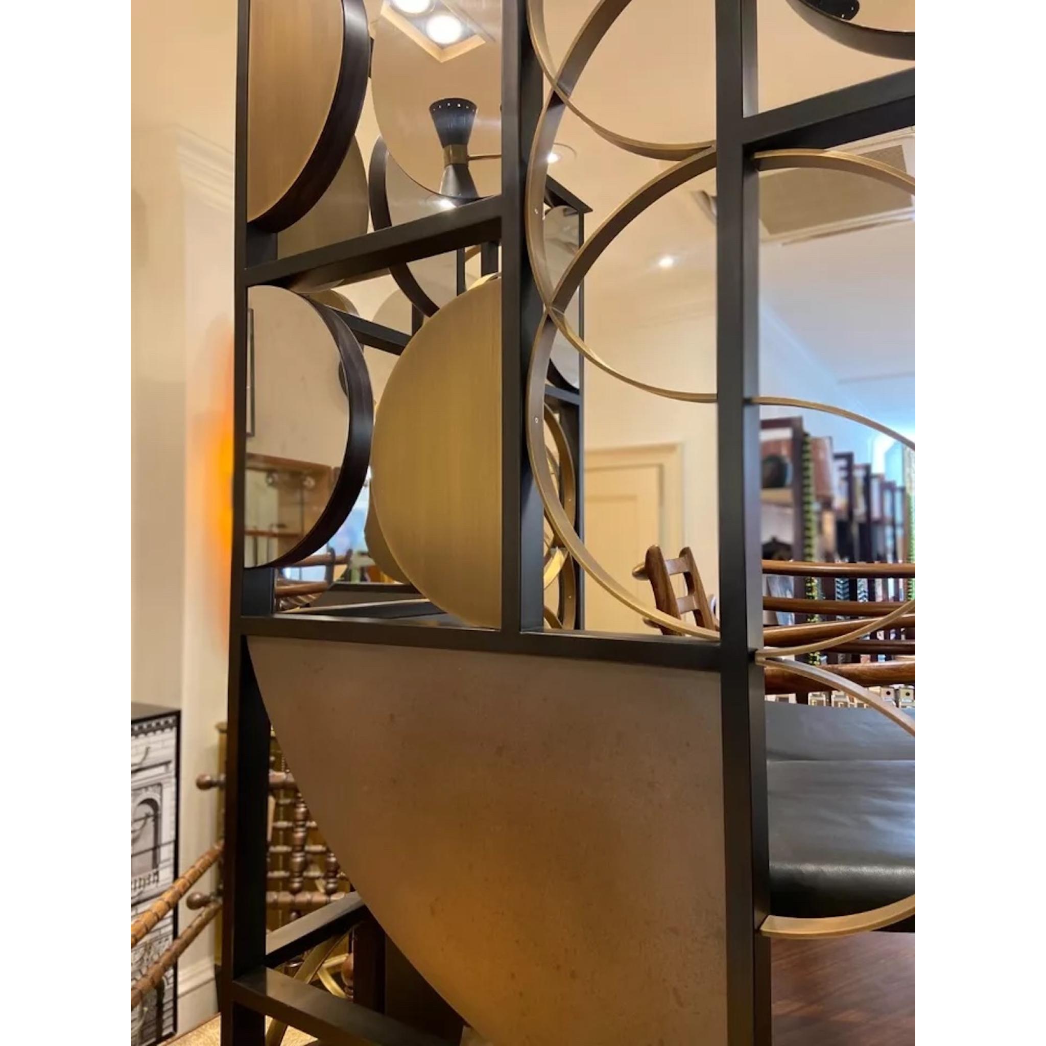 Handmade bespoke metal & brass mirrored screen