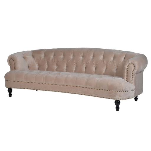 Chesterfield Curved Velvet Three Seater