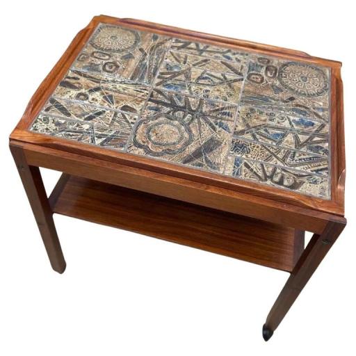 Severin Hansen Rosewood Side Table With Tiled Top & Removable Tray