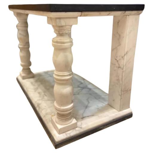 Pair of vintage neoclassical style marble and slate side tables