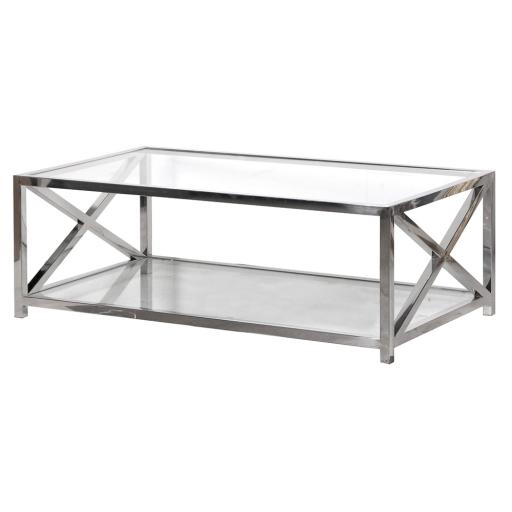 Glass & Steel Tiered Coffee Table