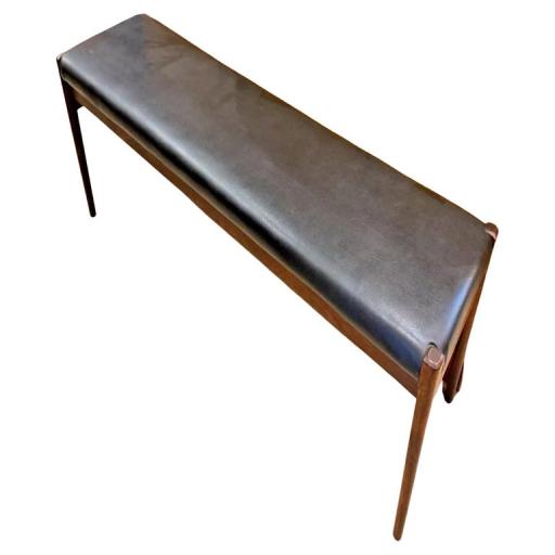 1960s Rare Danish Rosewood & Black Leather Bench By Niels Otto Moller