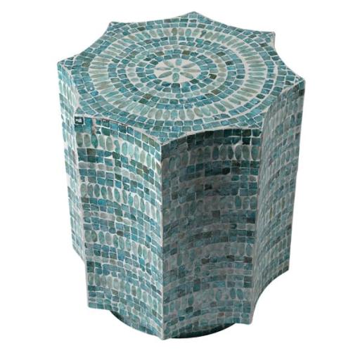 Tangier Turquoise Capiz  Side Table / Stool