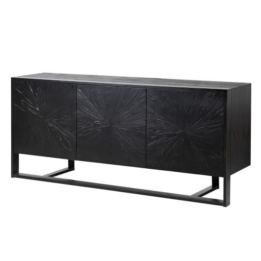 Black Sunburst Four Door Sideboard