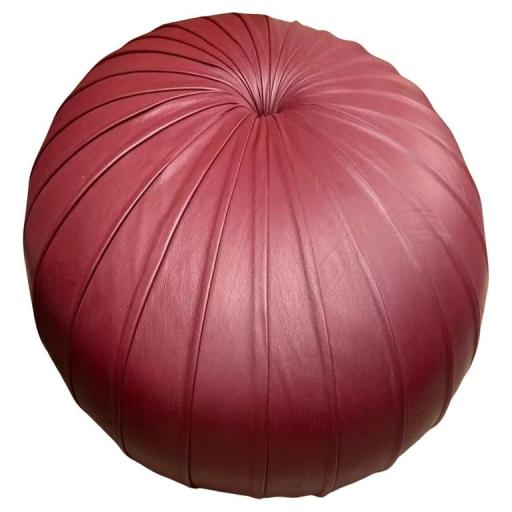 A Pair Of Maroon Leather Pouffes by Poltrona Frau