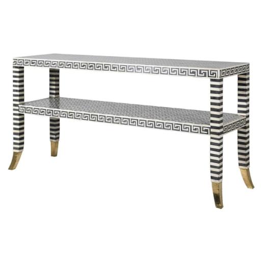 Greek /Zebra Stripe Bone Inlay Console Table