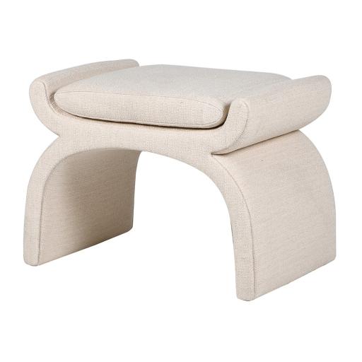 Ivory Twill Upholstered Arch Stool