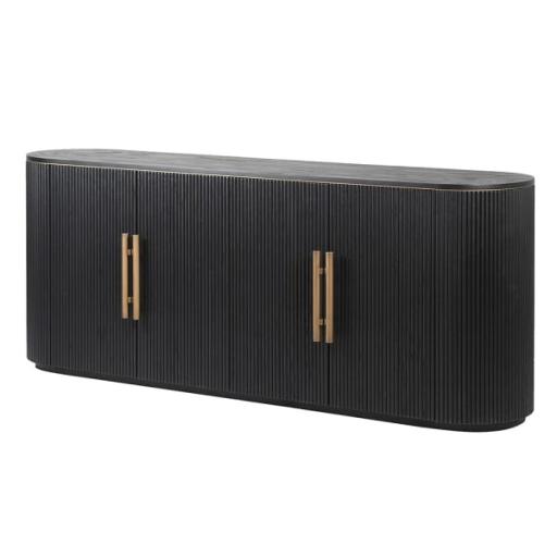 Black Ribbed Four Door Sideboard