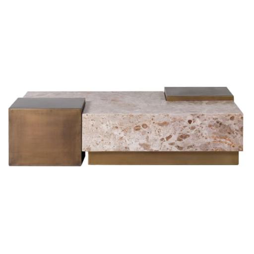 Damiam Marble & Gilded iron puzzle coffee table