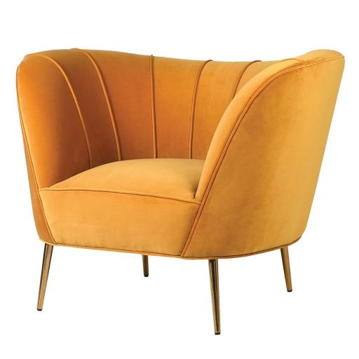 Art Deco Style Golden Yellow curved chair