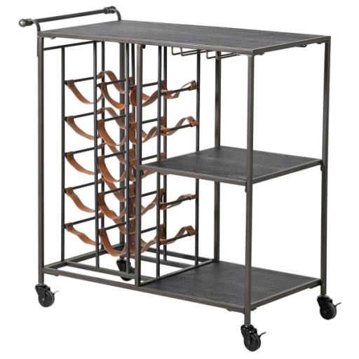 Leather and  Metal three tier drinks trolley