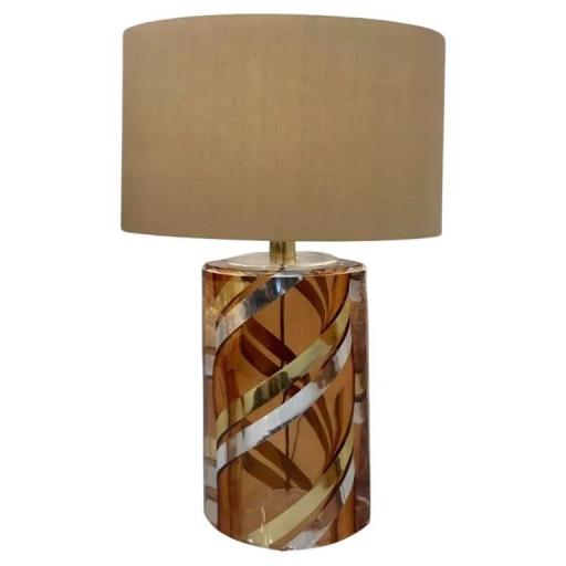 Contemporary Amber Glass Decorative Table Lamp With Shade