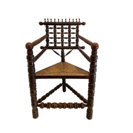 An Oak Turners Chair In 18th Century Style, 19th Century Triform Seat